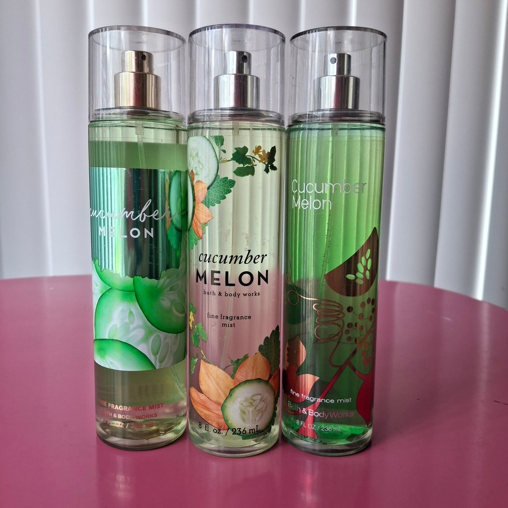 Bath & Body Works CUCUMBER MELON Fine Fragrance Mist 8oz Set of 3